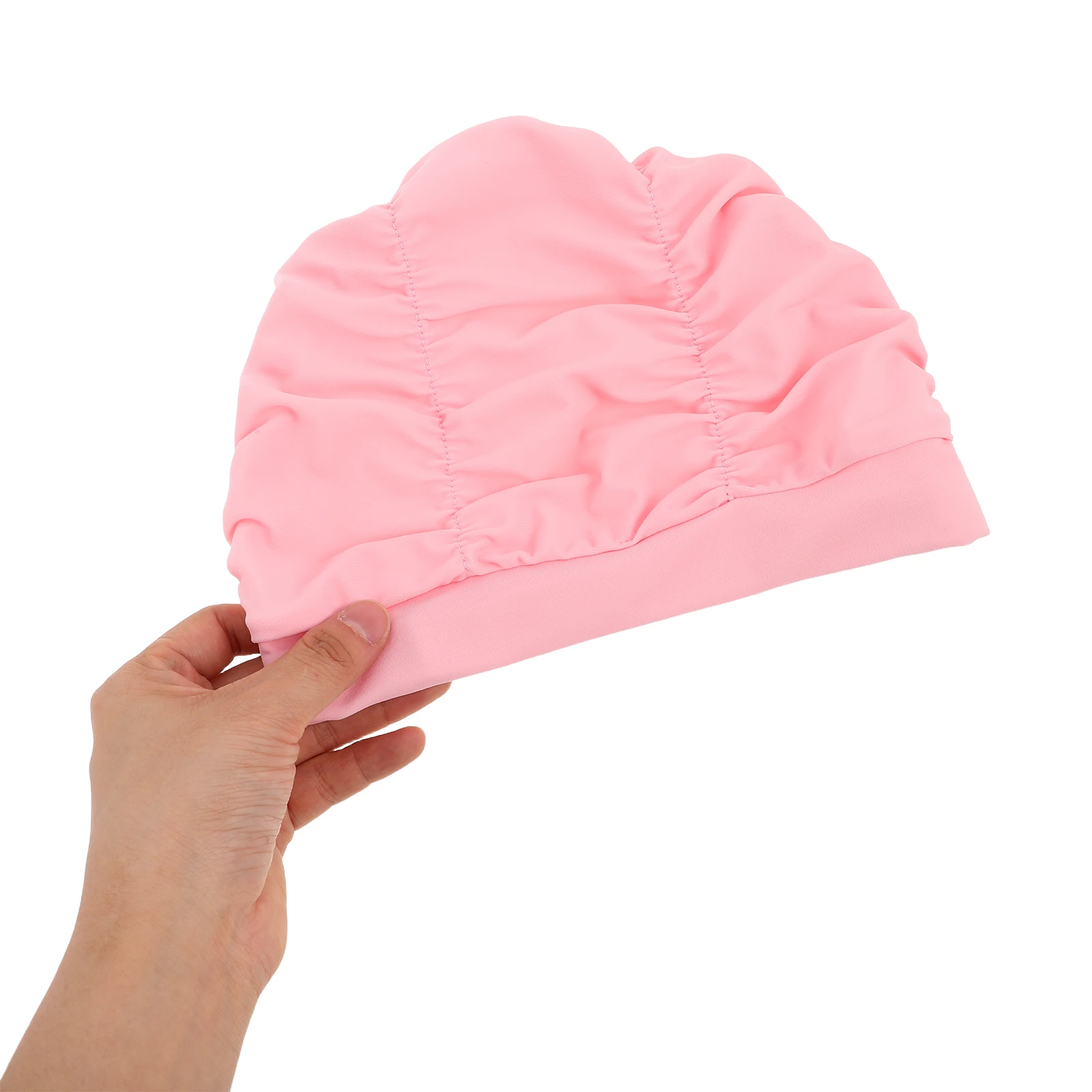 

2pcs Pleated Ladies Swimming Hat Caps for Women Swimwear Accessory UV Protection Quick Drying Large Capacity Elastic Material