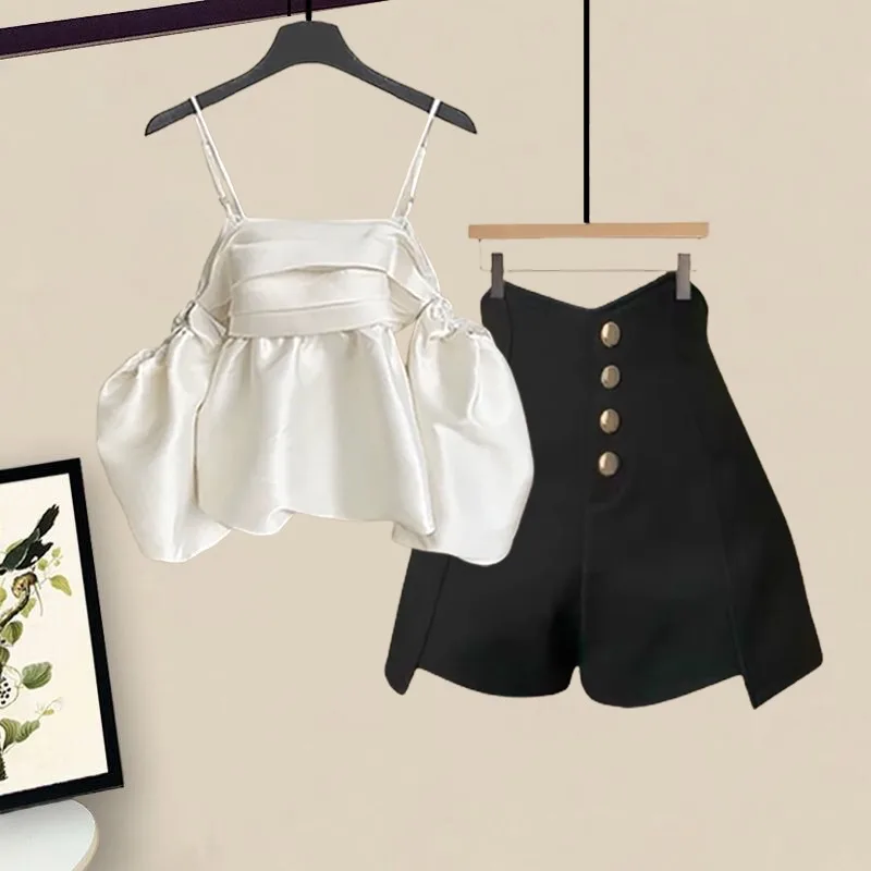 

Летний дизайнерский комплект: топ-свитер и брюки-блейзер, облегающий, из двух предметов, модная повседневная одежда для молодых женщин