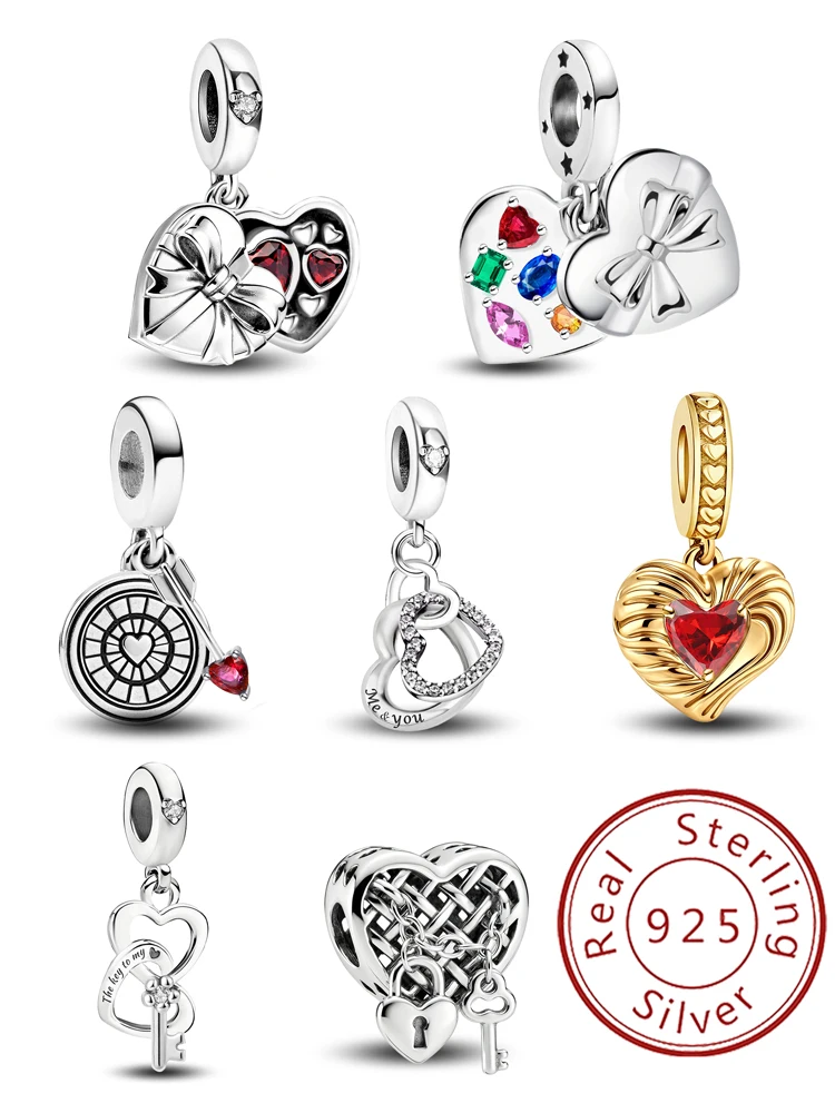 

925 Sterling Silver Romantic I Love You Love Heart Series Charms Beads Fit Original Bracelets Bangles Fine Jewelry Gift