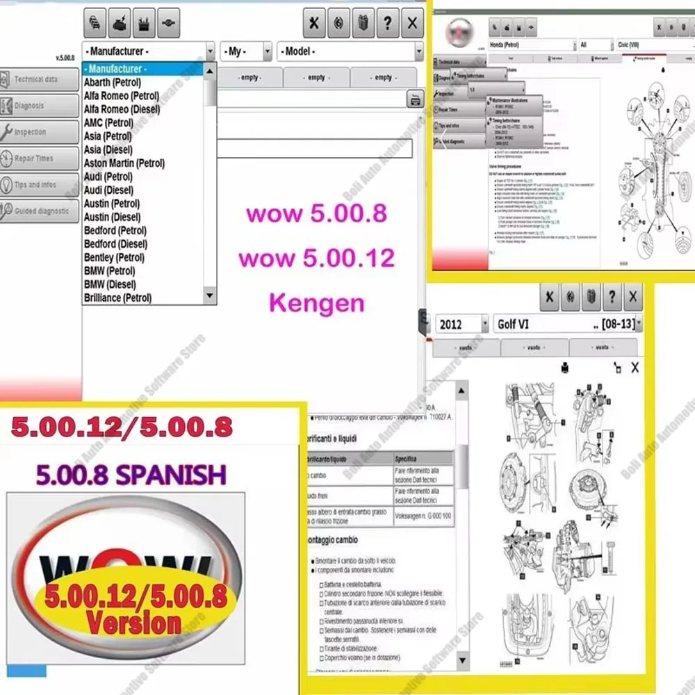 

New 5.00.12 WOW Snooper 5.00.8 R2 With Keygen Diagnostic software inspection tools ECU Repair interface cars tuning auto Program