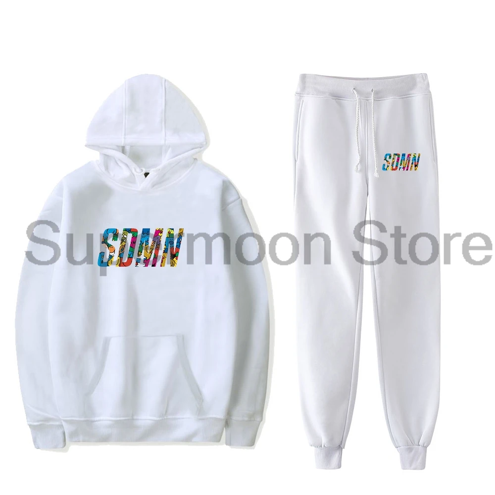 Sidemen Merch SDMN-Sweat à Capuche et Pantalon de Jogging pour Homme et Femme, Ensemble Deux Pièces avec Logo PVD et Pantalon de Survêtement