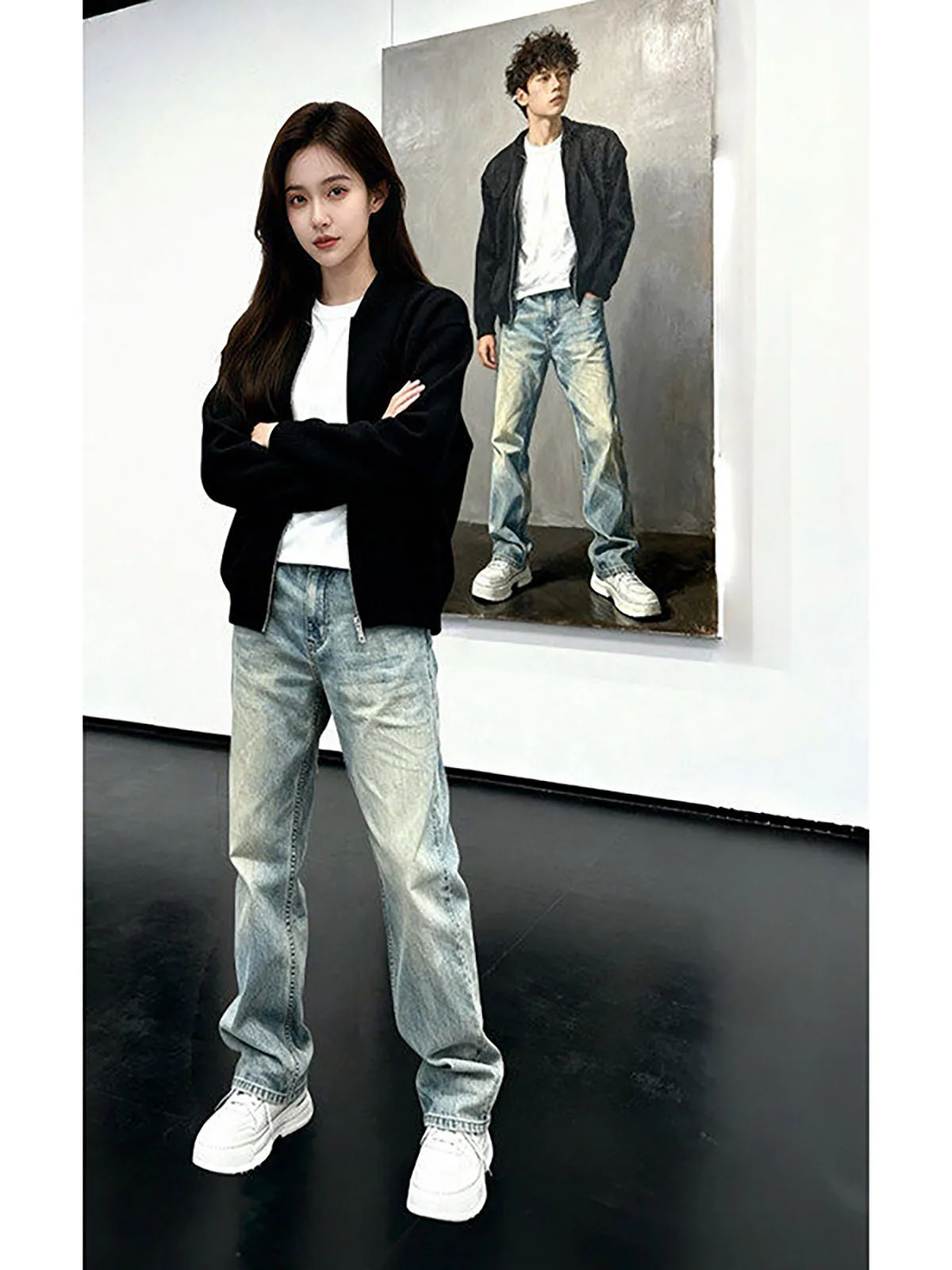 Blue Slim Fit Knife  Jeans Men's Summer American Vibe mid Waist Slim Straight Leg Micro Flared Pants Casual Denim Jeans