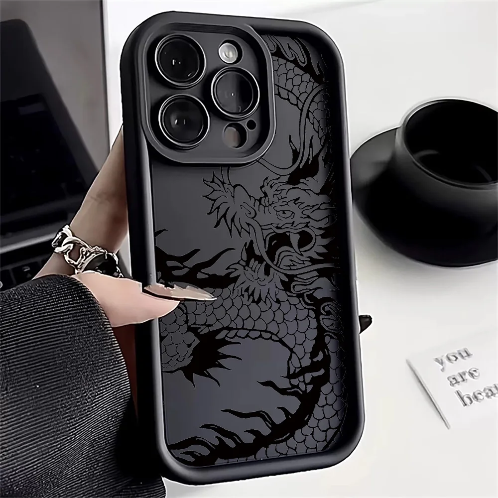 Chinese Dragon Shockproof TPU Phone Case For Realme C67 C65 C63 C61 C55 C53 C51S GT 6 6T Neo 6 SE 13 12 11 10 Pro Plus 9 8 Cover