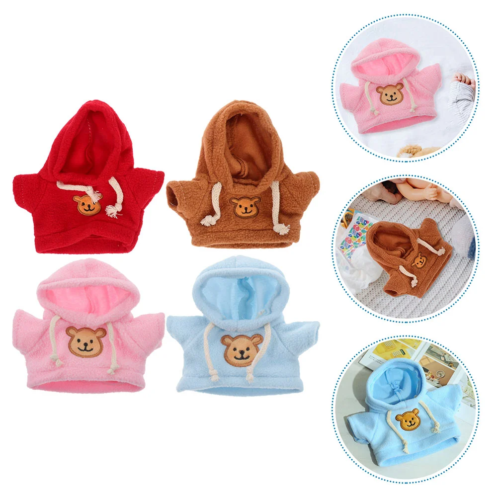 4 Pcs Toys Clothes Rag Plush Clothing Bear Costumes Fabric Mini for Dress up Outfit Stuffed Animals
