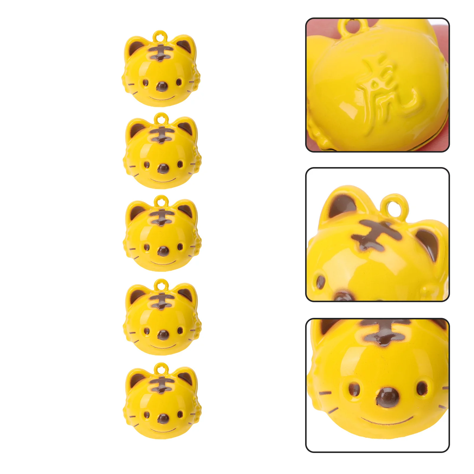 

5Pcs Tiger Modeling Bell Pendants Iron DIY Jewelry Supplies Creative Cartoon Keychain Pendant Bell Charms Necklace Accessories