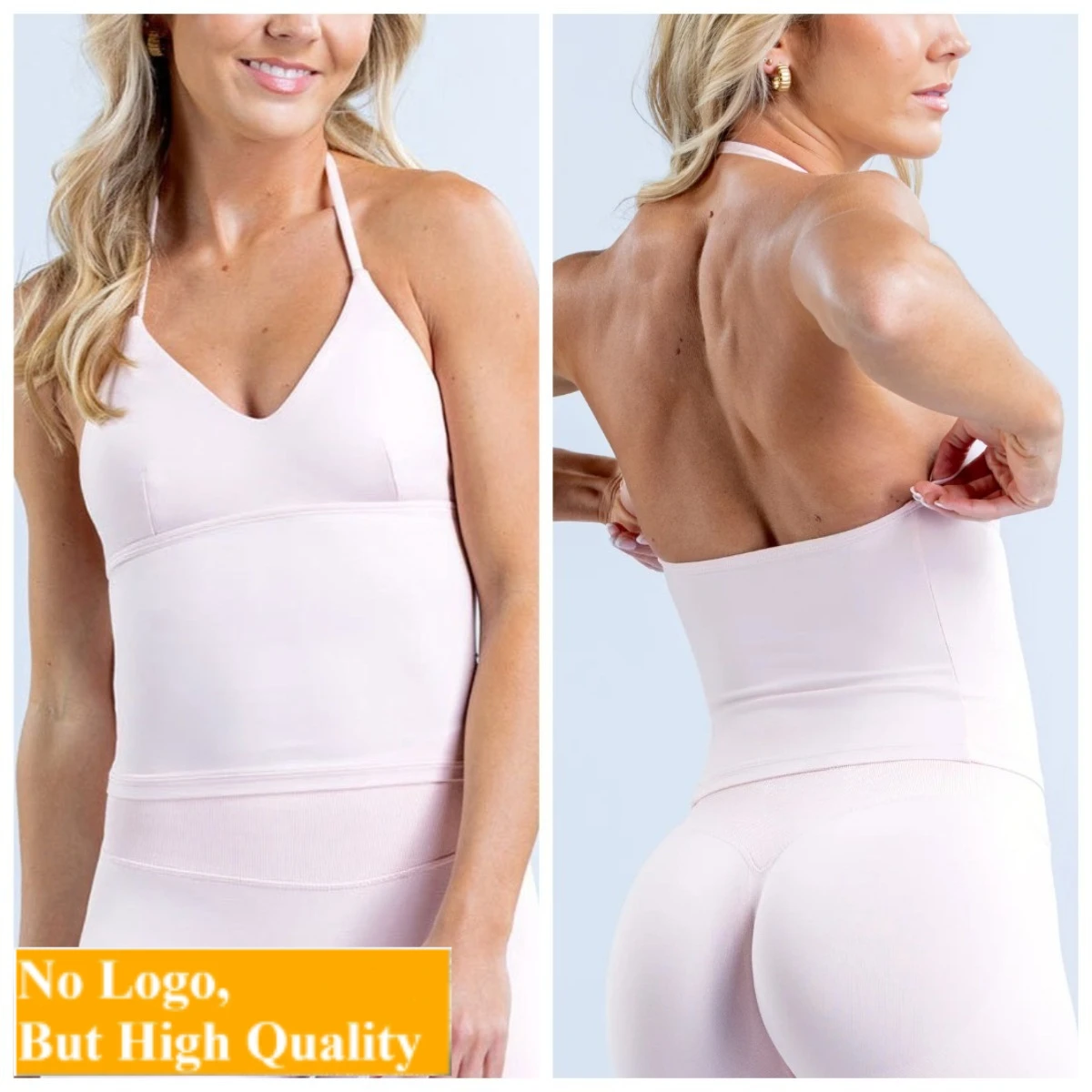 NO LOGO Gym Shaved yoga neck hanging vest, breathable and shockproof sports vest, fitness bra with padding for women