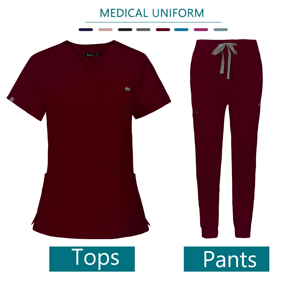 Krankenhaus Arzt Pflege Set Unisex Großhandel Casual Jogger Anzüge Kurzarm V-ausschnitt Tops Krankenschwester Hosen Apotheke Medizinische Uniformen – Detail 23