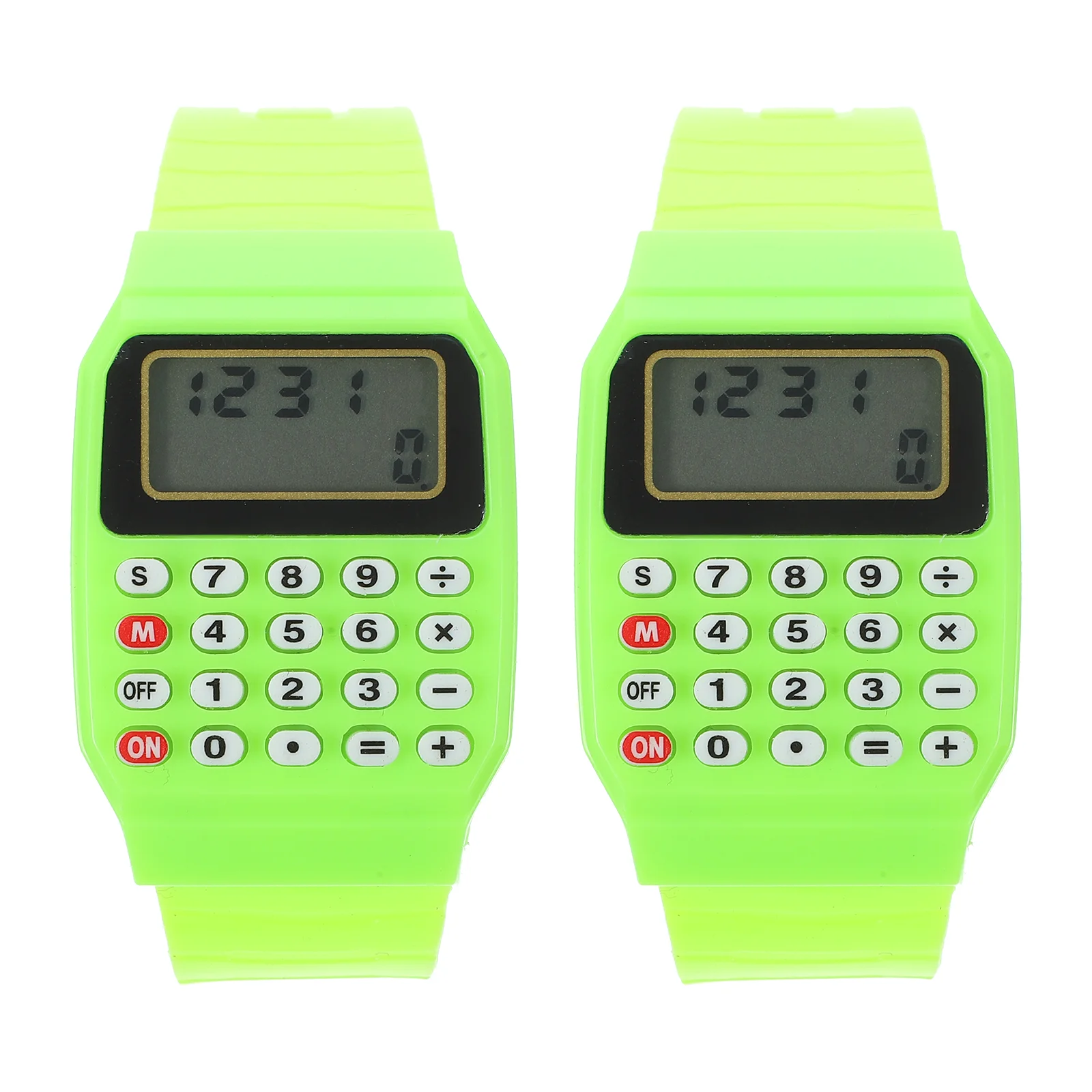 2 Pcs Small Calculator Watches for Men Calculation Kids Boys Green Wrist Digital