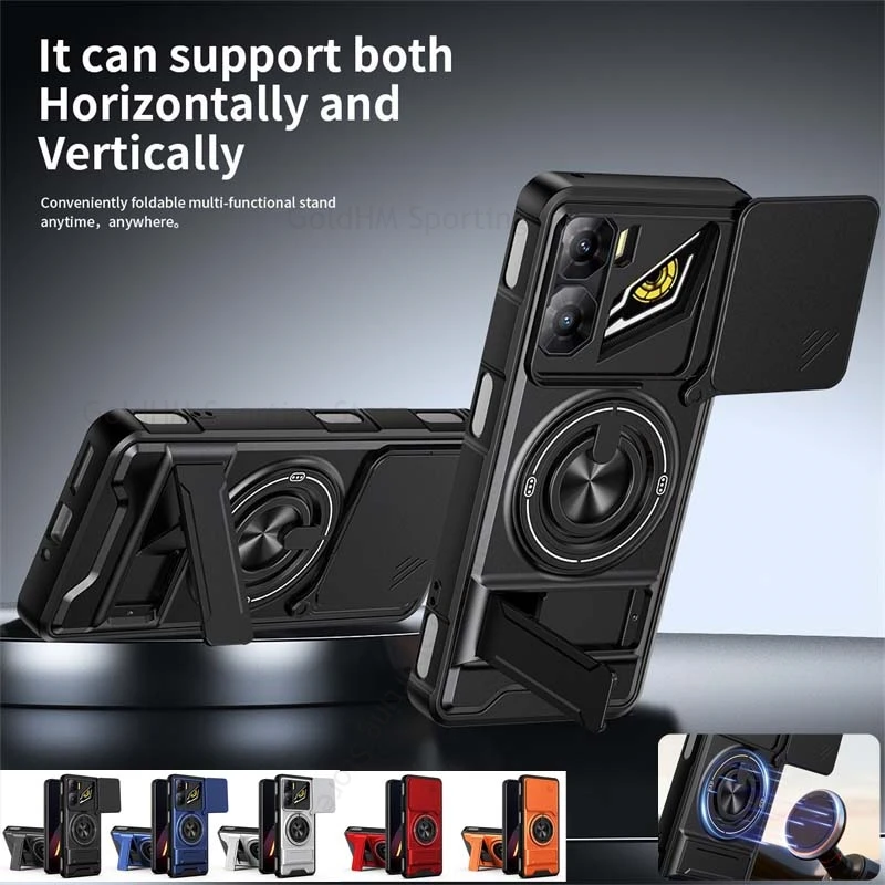 

Magnetic Ring Stand Heavy Duty Shockproof Case For ZTE nubia Music Focus Pro 5G Slide Lens Cover Nubia Neo 3 2 Red Magic 10 Pro