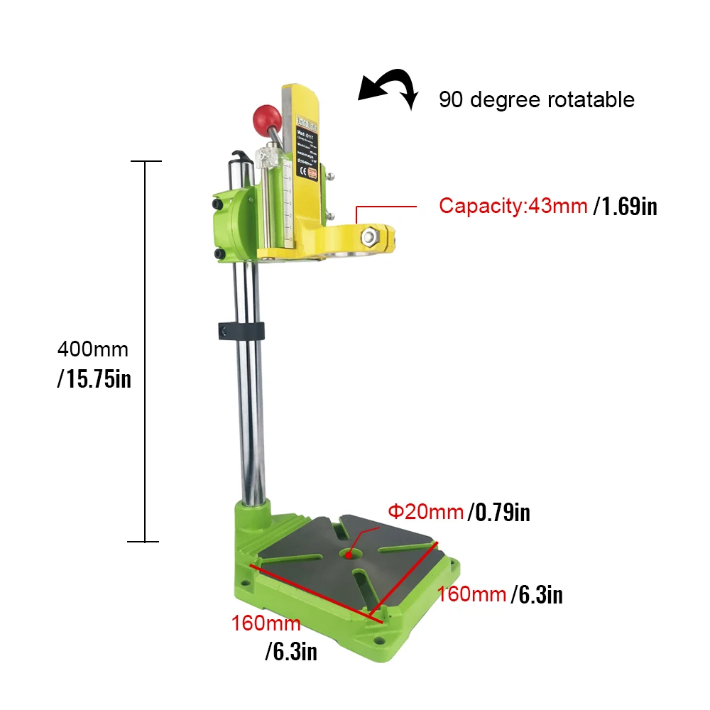 Allsome BG6117 Bench Drill Stand/Press Mini Electric Drill Carrier Bracket 90 Degree Rotating Fixed Frame Workbench Clamp