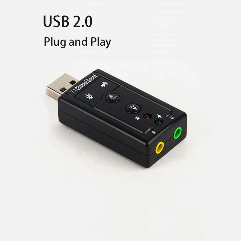 USB 2.0 Virtual 7.1 Sound Card External Audio Convert Adapter 2 Channel Independent Sound Card for Laptop PC Computer Speaker