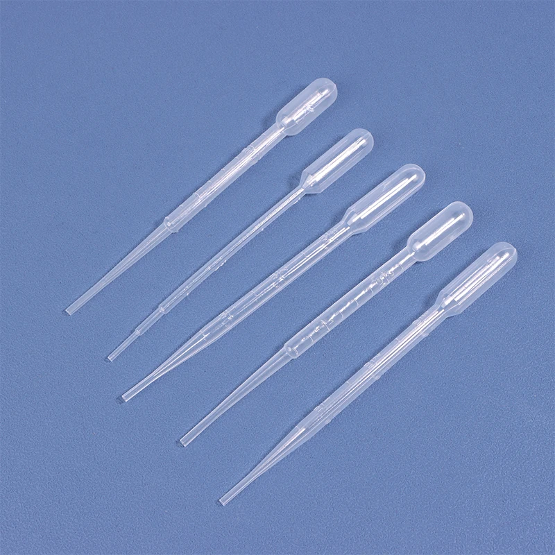 100Pcs/Lot Laboratory Pipette 0.2/1/2/3ml 5ml Plastic Disposable Graduated Container Liquid Dropper Equipment Straw Makeup Tools