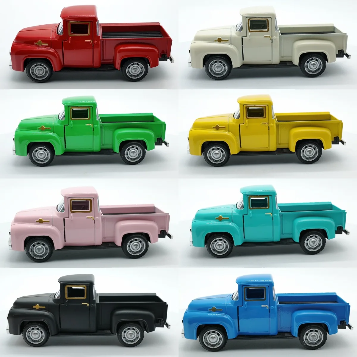 1:43 Classic Vintage Pickup Truck Model Toy Car Pull-Back Function Realistic Detail Design Collectible with Opening Doors