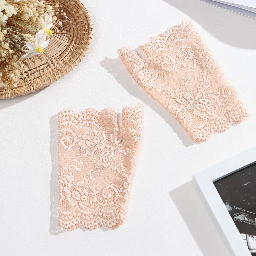 Spring Summer Sunscreen Dance Short Gloves Driving Gloves Fingerless Mittens Lace Gloves