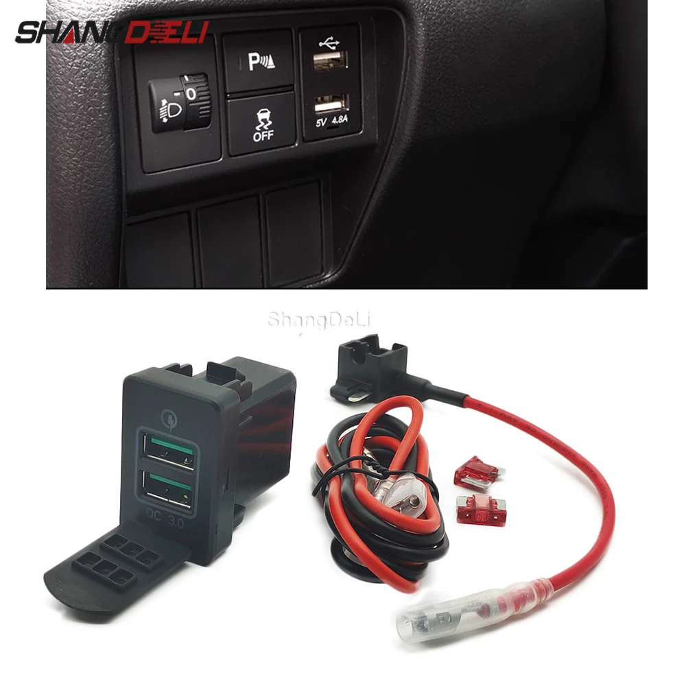 

1PC Car Quick charge Dual QC3.0 Charger Dual USB Port Interface Socket Connector Use For Honda CRV 2017 To 2021 Modified