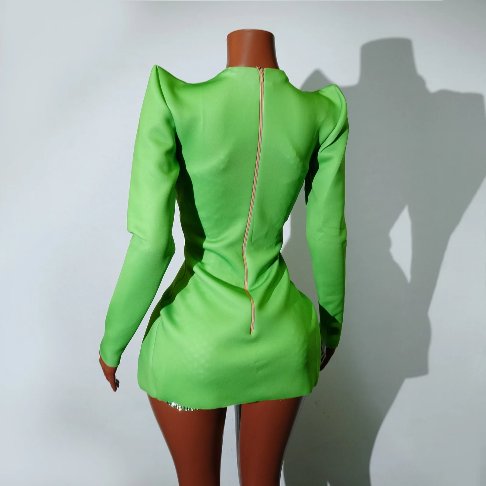 New Shiny Rhinestone Green Short Dress 2Pcs Set Skirt Mini Club Celebrity Runway Party  Birthday Prom Stage Show Queen Outfit