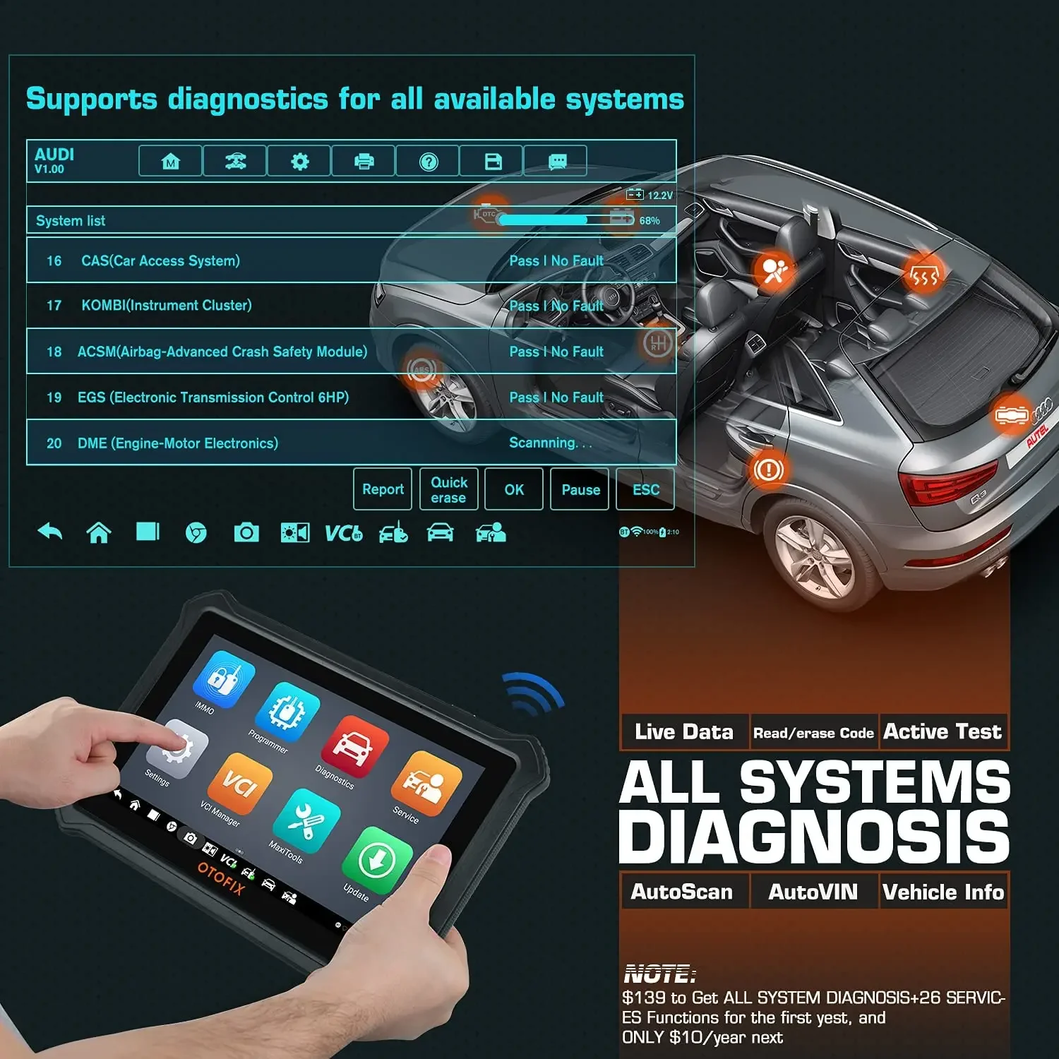 OTOFIX IM1 With XP1 Pro Key FOB Program Tool Upgrade of MaxiIM IM508 Diagnostic Scan Tool Auto Key Programmer 2 Year Free Update