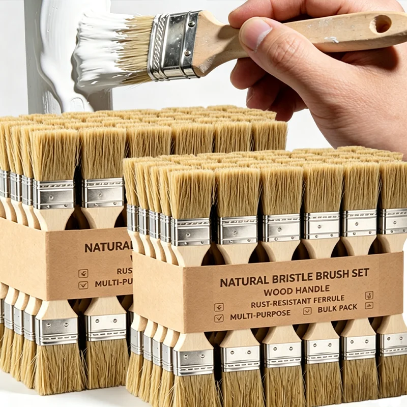 Wooden Handle Crafting Paint Brushes Household Soft-bristled Furniture Cabinets Walls Painting Brushes Glue Application Tools