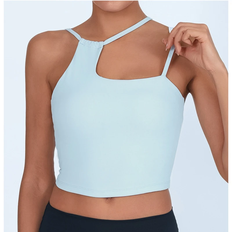 Sports and Fitness Vest Women's Chest Cushion Irregular Yoga Pilates Training Straps Top Sports Bra
