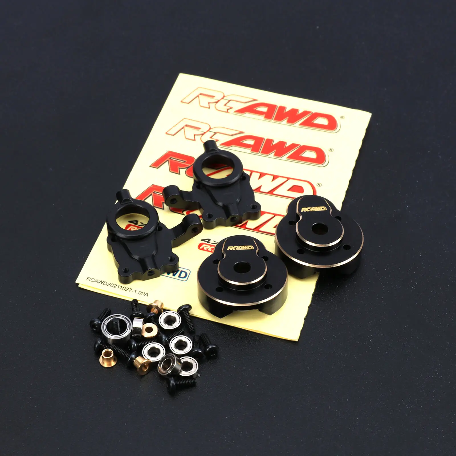 RCAWD Front Portal Axle Steering Knuckles Caster Blocks & Brass Counterweight for Hobby Plus 1/18 CR18P Rock Van Upgrades Parts