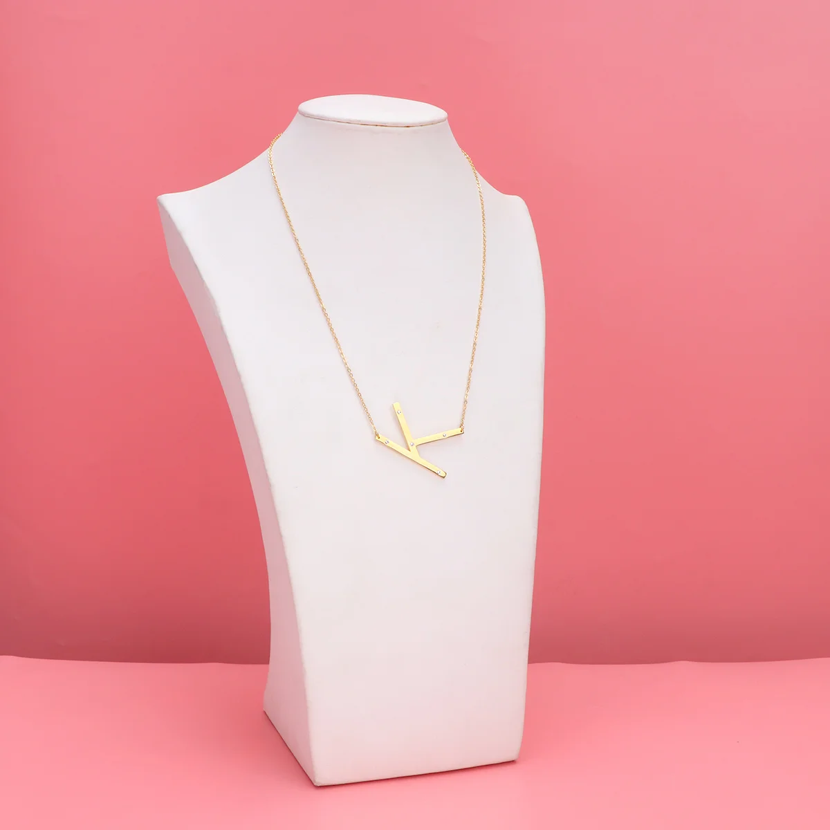

Elegant Rhinestone Necklace Letter K Golden Neck Pendant Clavicle Chain Jewelry Decoration Special Occasion Gift