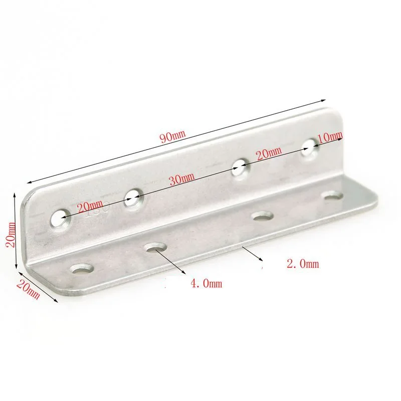 Stainless Steel Corner Brackets Angle Iron 90 Degree Right Angle Connector L Shape  2.0x20x20x90 Corner 10pcs