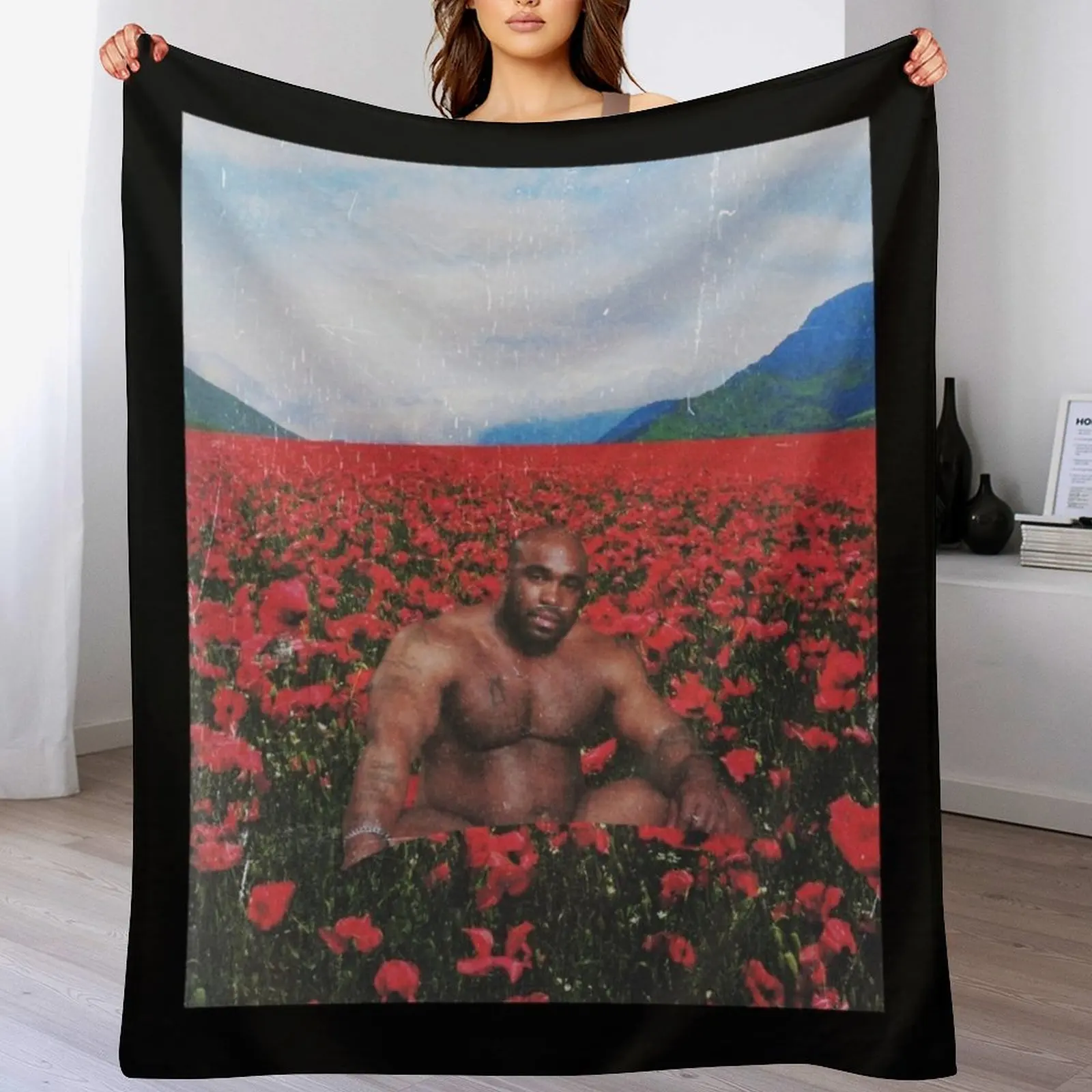 

Barry Wood on a Flower Field Throw Blanket Warm Throw Blanket Gift for Anniversary
