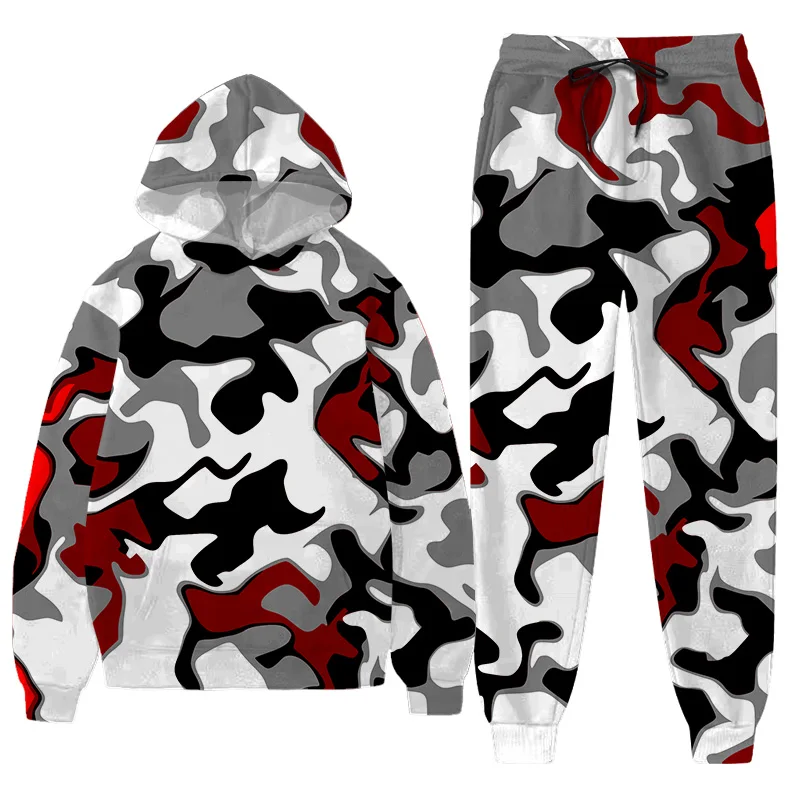 

Men's 3D Camouflage Suit Fitness Jogging Hooded Suit Autumn And Winter Sweatshirt And Trousers Suit Casual Sweatshirt Suit