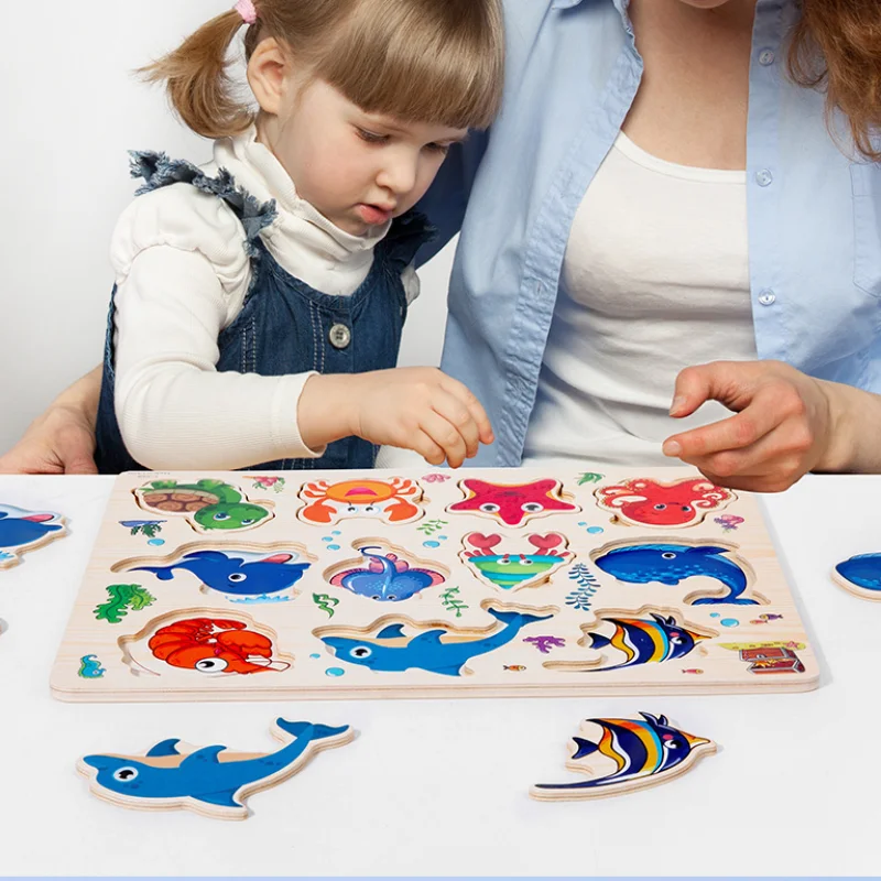 Puzzles en bois pour enfants, jouet d'apprentissage pour le développement des compétences, chiffres, lettres, animaux, jouets Montessori pour bébés d'âge alth