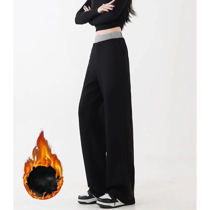 Winter Dame Schnee Warme Slim Fit Hosen Mädchen Hohe Taille Mode Plüsch Hosen Frauen Feste Thermische Fleece Casual Hosen