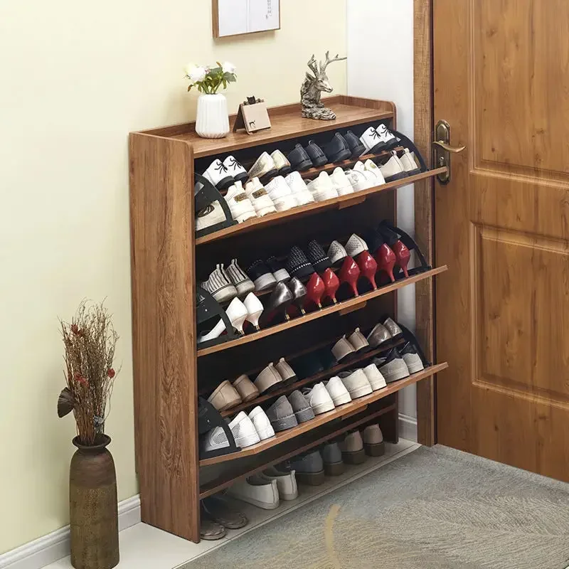 

Narrow Shoe Cabinet Household Doorway Space Saving Shoe Rack Organizer Multilayer Wood Shoe Cabinets Home Storage Oganizer