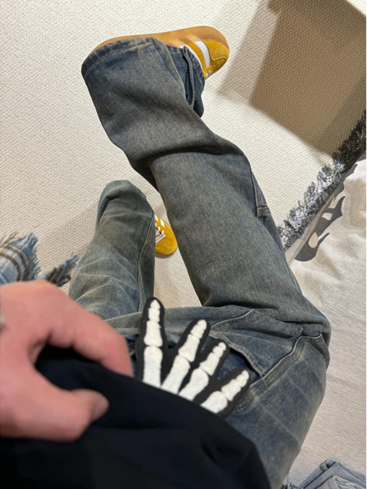 

Men's Workwear Jeans Summer High-End Heavy-Du Waed Casual Straight-Cut Knife Pants Zipper Fly Denim Trousers