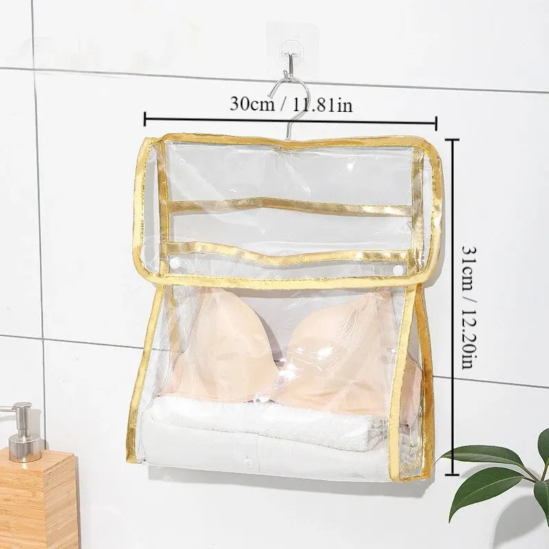 1pc Waterproof Hanging Bathroom Bag Mobile Phone Clothing Storage Bag Cosmetic Storage Bag Transparent Wash Bag