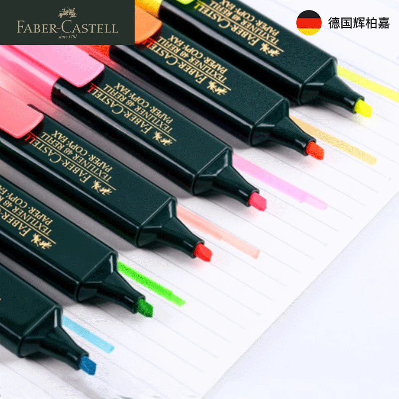 FABER CASTELL флуоресцентный маркер ярких цветов, маркер для текстовых сообщений, канцелярские принадлежности, школьные принадлежности