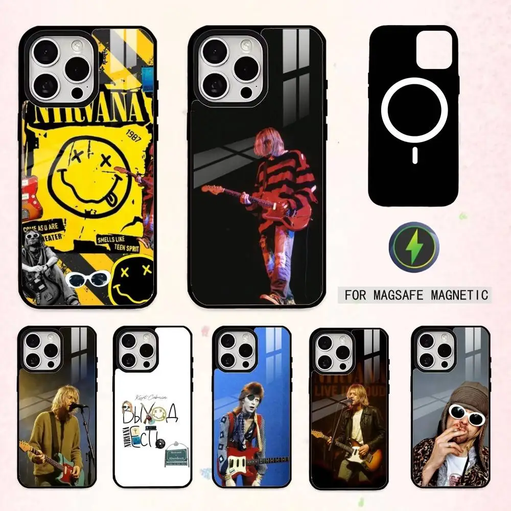 

cool K-Kurt N-Nirvana C-Cobain Phone Case For iPhone17,16,15,14,13,12,11 Plus,Pro Max Magnetic For Magsafe Wireless Charging