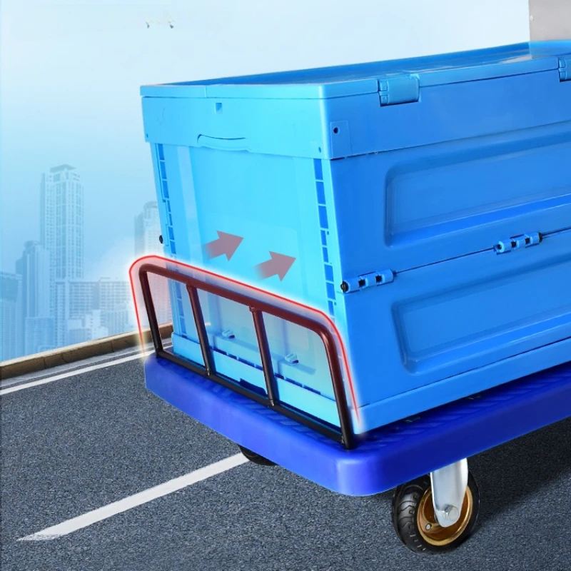 Add guardrails, foldable handcart, flatbed truck, portable cargo pusher