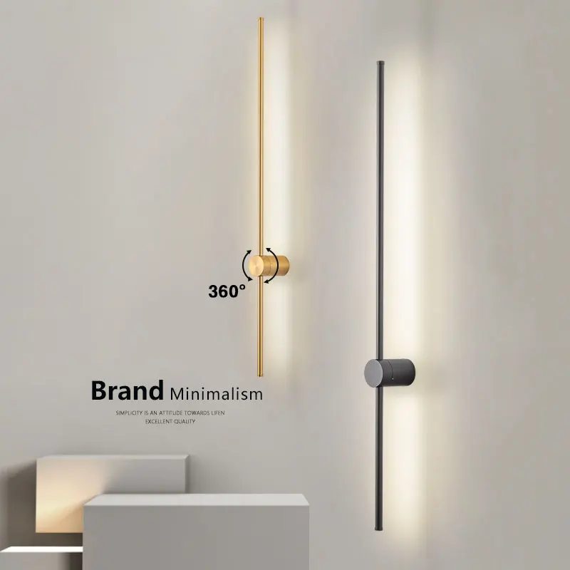 Copper Black White LED Wall Lighting 360° Rotatable Aisle Wall Lamp Corridor TV Backgound Bedroom Wall Sconce Indoor Wall Light