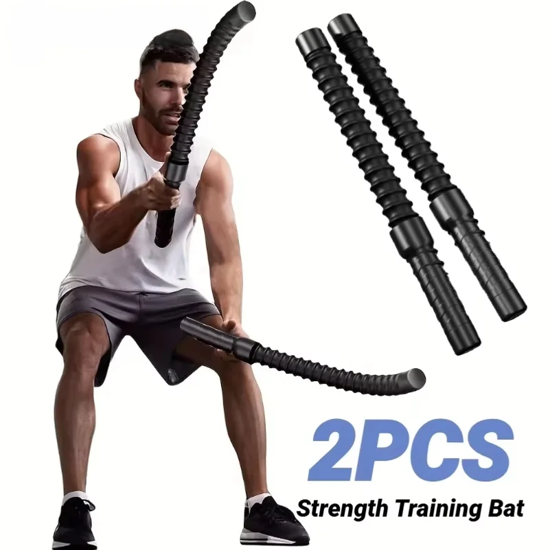 2Pcs Strength Training Bat Ergonomic Fitness Grip Biceps Triceps Strengthener Spring Arm Expander Muscle Trainer Swinging Rope