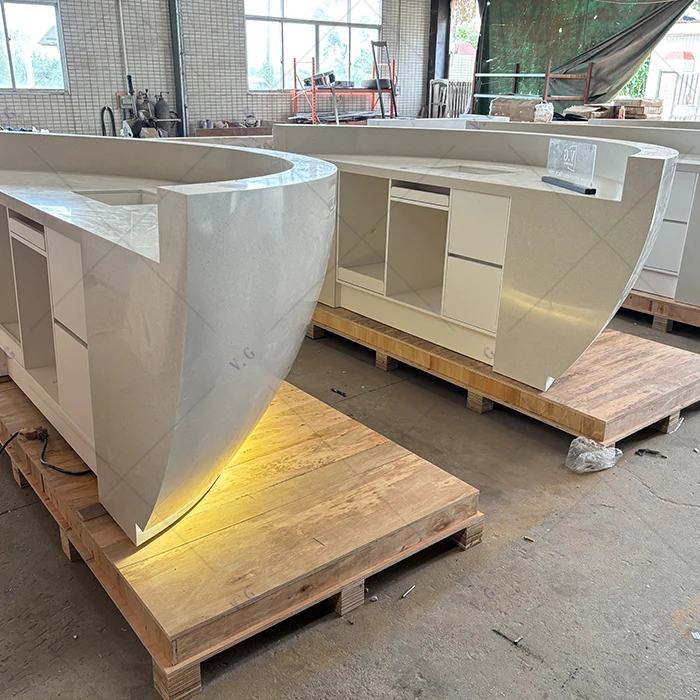 Bespoke Round Reception Desk Durable Corian Solid Surface Receptionist Front Desk Counter for Hotel