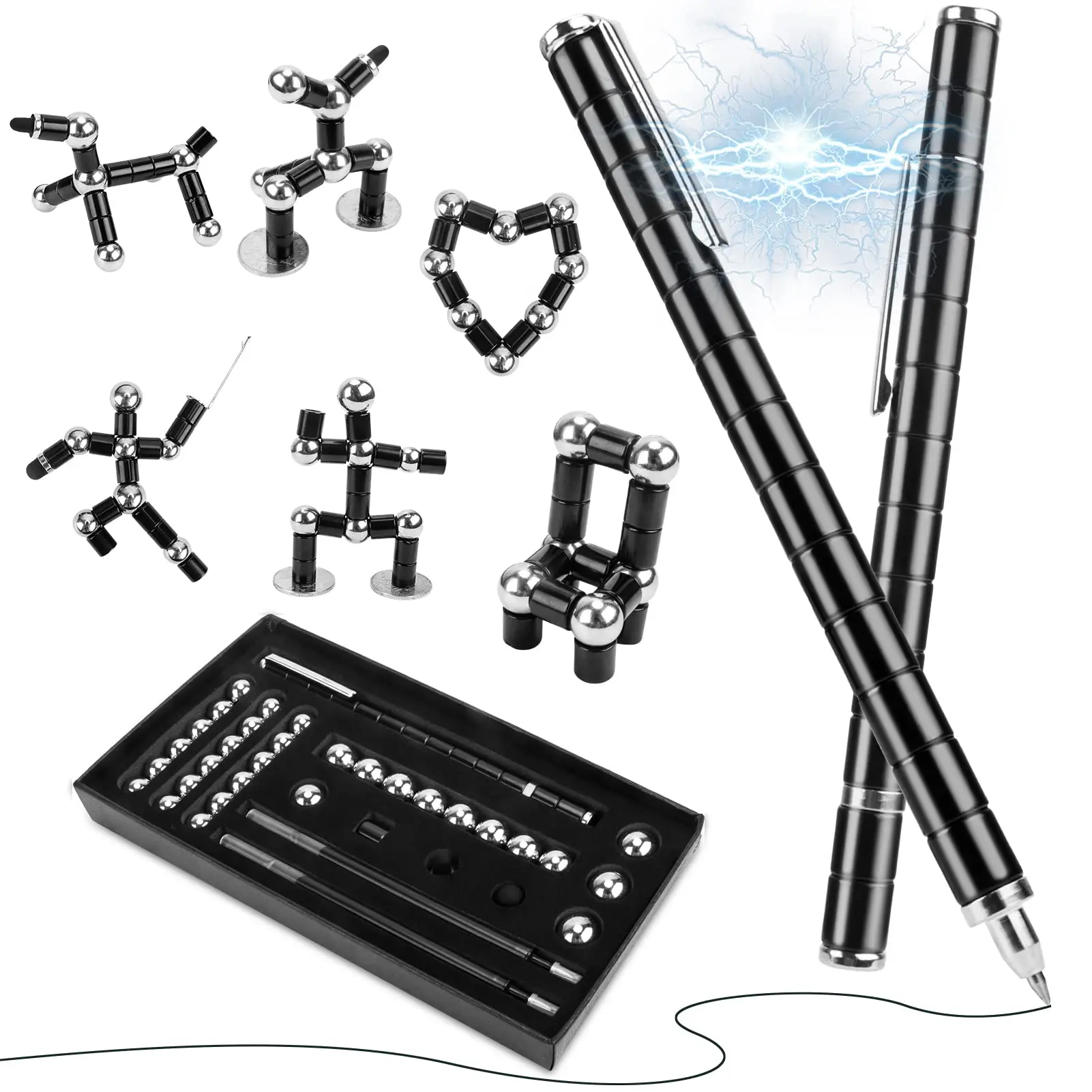 

Magnetic Fidget Pen Modular Magnet Writing Tool for Adults DIY Multifunctional Decompression Desk Toy Gift Office for 14 Years+