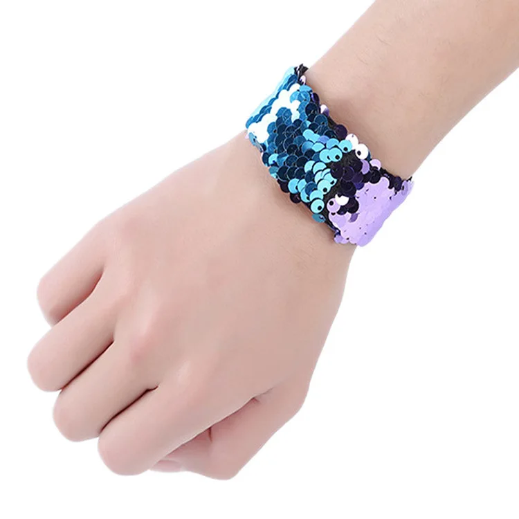 5Pcs Glitter Slap Mermaid Bracelets Sequin Wristband Toys for Kids Birthday Party Favors Baby Shower Decoration Piniata Fillers