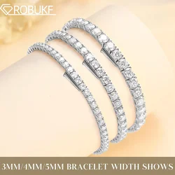 2-6.5mm Real Moissanite Tennis Bracelets for Women Man 925 Sterling Silver Plated White Gold Bracelet Sparkling Wedding Jewelry