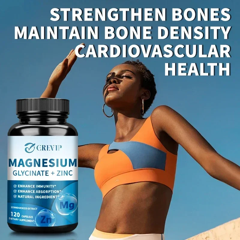 Magnesium Glycinate + Zinc Capsules - Support Muscle, Nerve, Joint and Heart Health