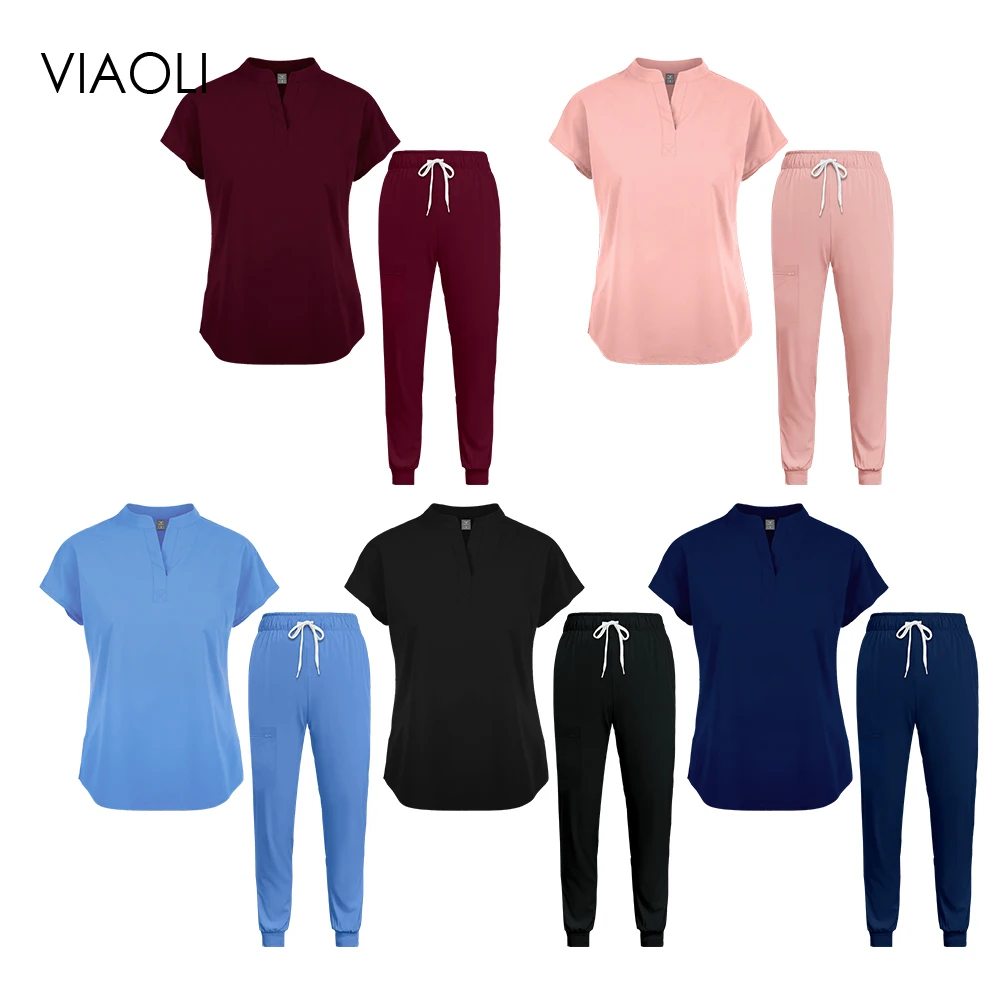 Wholesale Medical Surgical Pet Hospital Unisex Women Doctor Nurse Scrubs Top Pant Set Uniform Suit Pet Grooming Nursing Articles