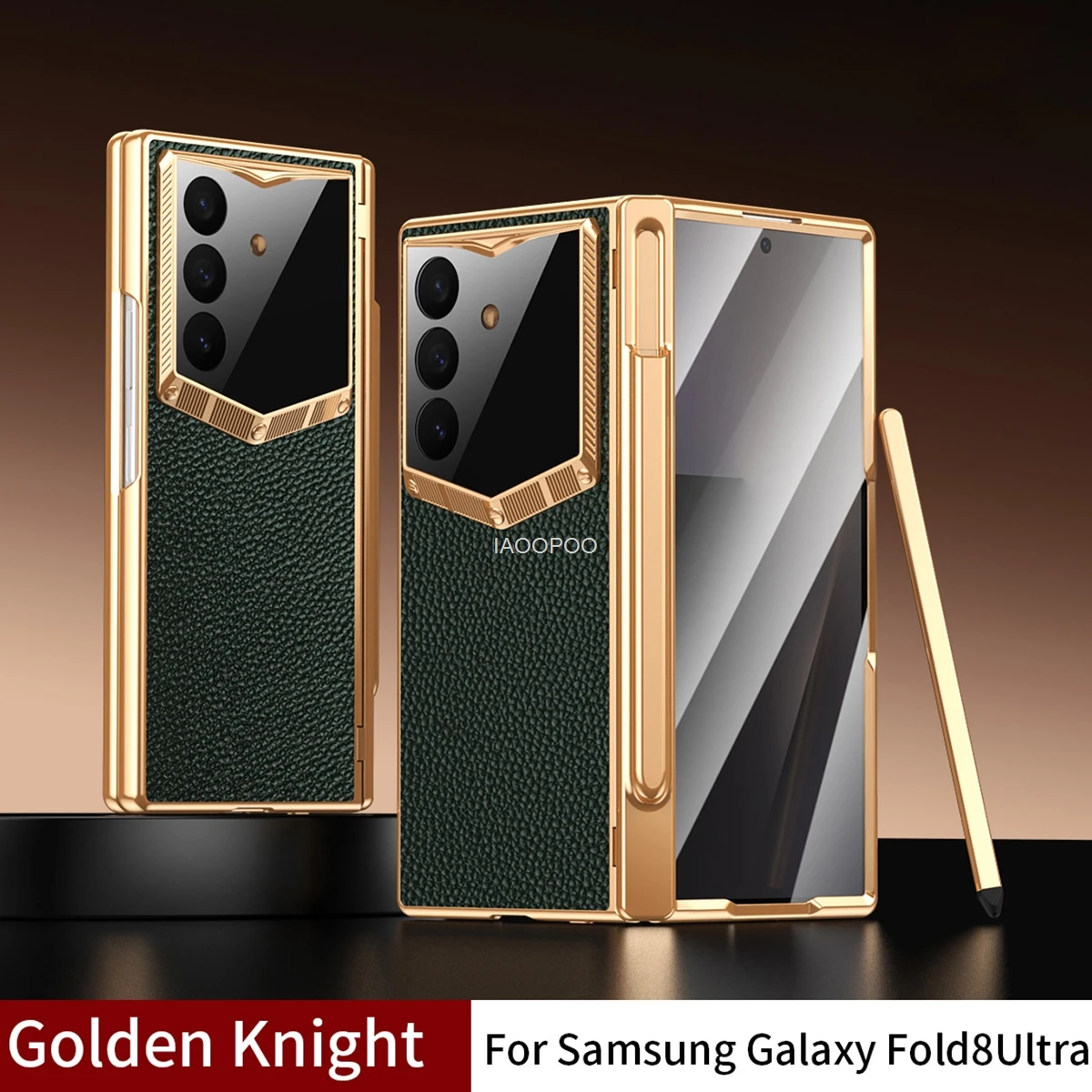 Electroplated Hard PC Leather Back Cover Case for Samsung Galaxy Z Fold 8 Ultra Fold 7 6 with Glass Screen Film Touch Pen
