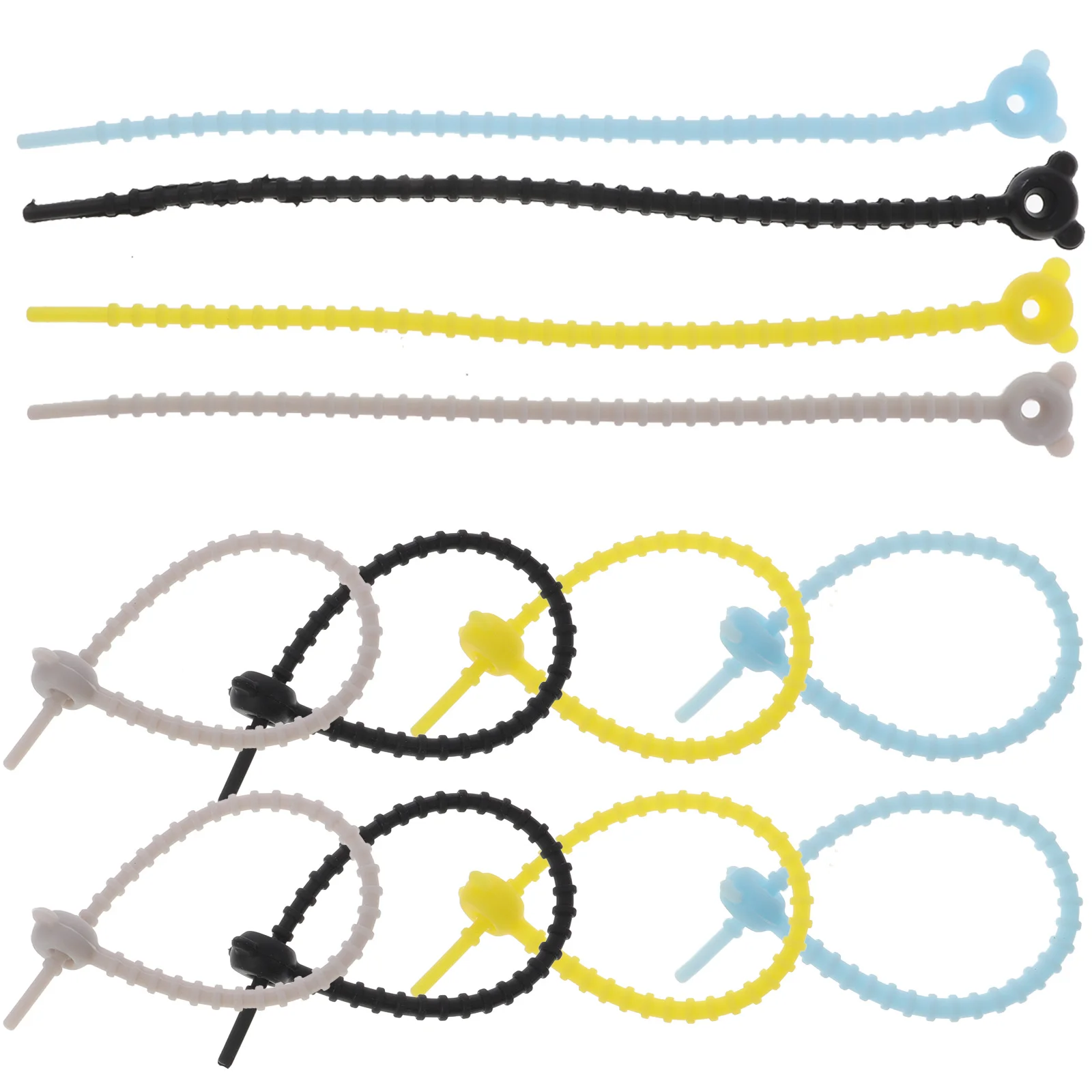 

20pcs Cord Silicone Cord Ties Organizer Adjustable Reusable Silicone Ties Wire Desktop Solution
