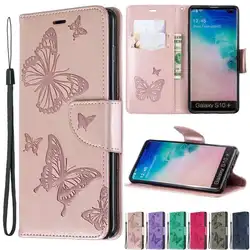 Wallet Butterfly Embossed Flip Leather Case For Galaxy S10 Plus S20 FE S21 S22 Ultra S23 A04s A13 A14 A33 A34 A51 A52 A53 A54