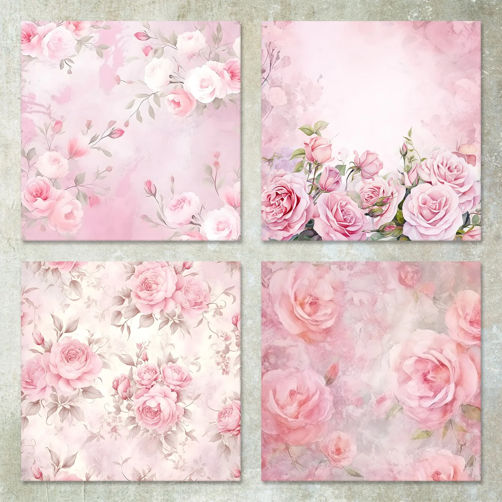 36 Sheets 6inch (Holiday Pink Peony Flowers) Clipping Thin Paper for Bullet Diary, Junk Magazine, Greeting Card Background