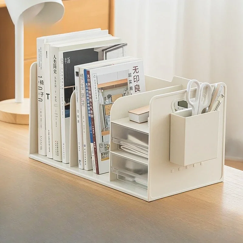 

Drawer Book Stand Storage Rack, Student Bookshelf Desktop Storage Panel Storage Box