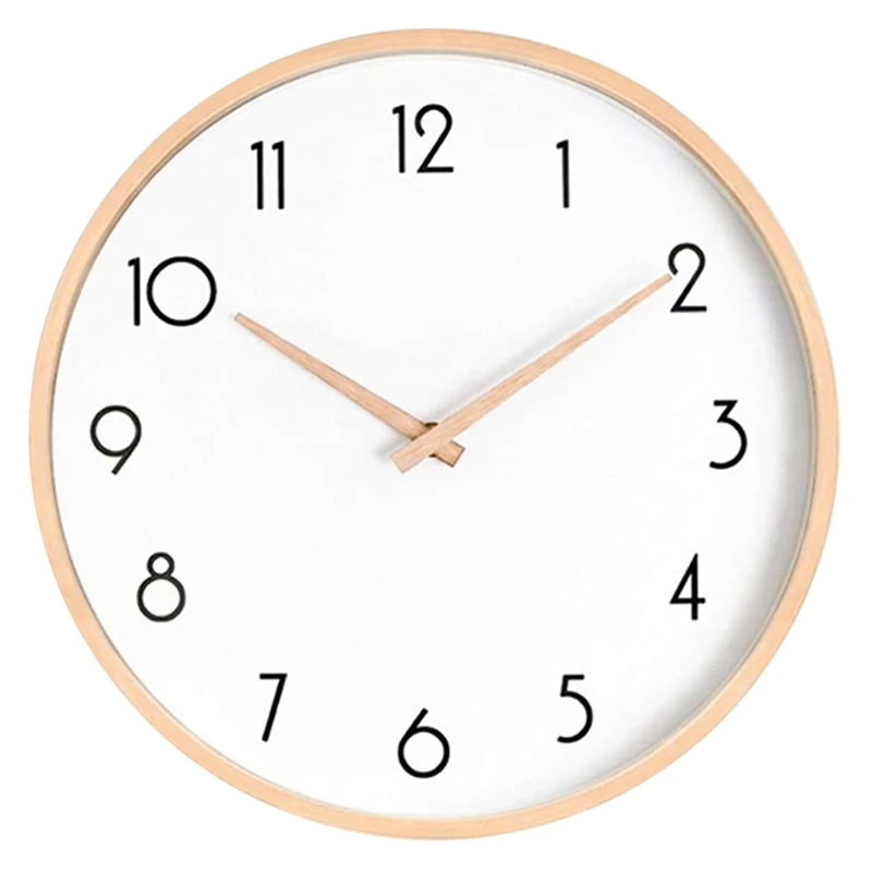 Wall Clock,Silent Non-Ticking Wall Clock For Home/Living Room/Bedroom/School,Clock With Solid Wood,10 Inch